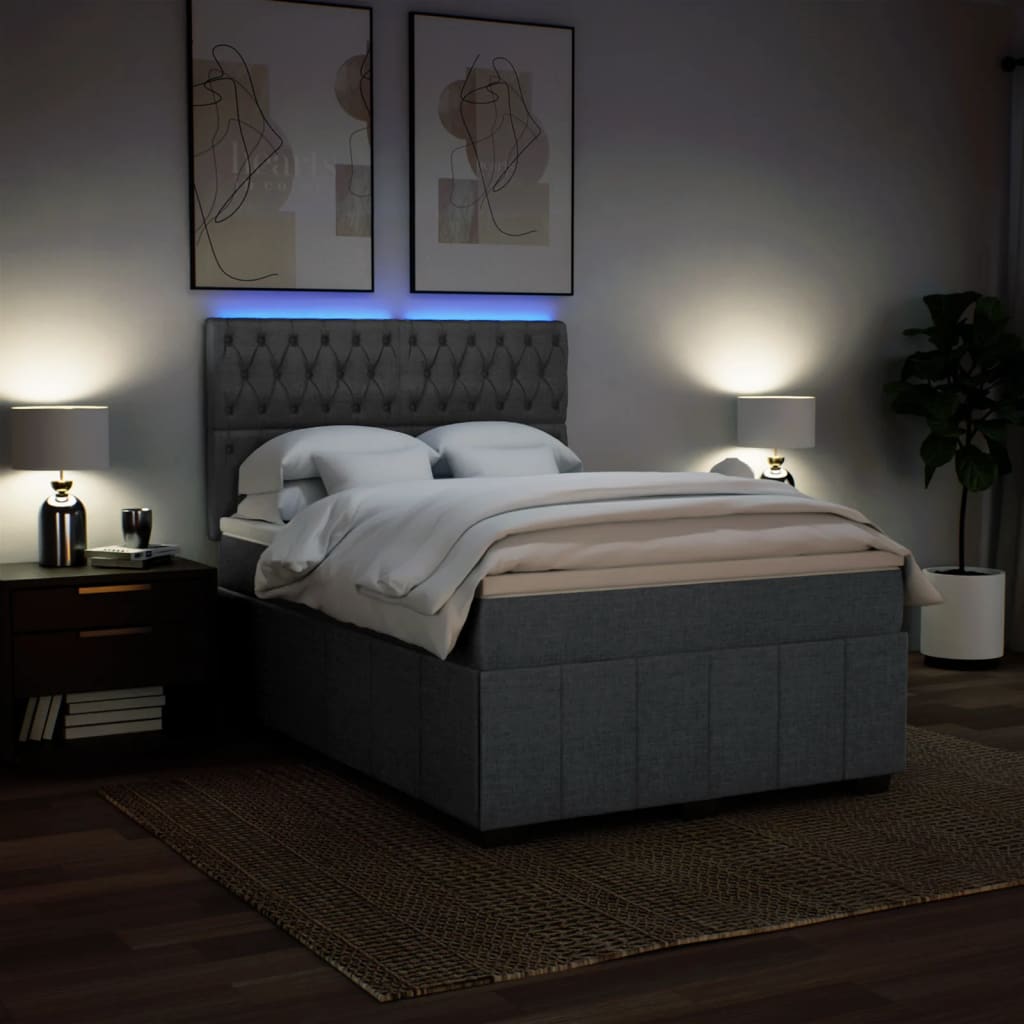 Giroletto a Molle con Materasso Grigio Scuro 140x200cm Tessuto