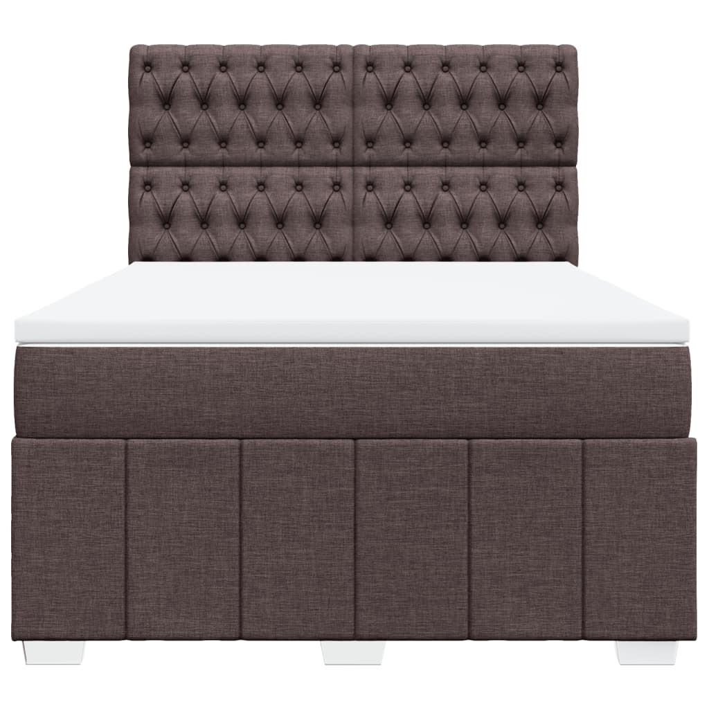 Giroletto a Molle con Materasso Marrone Scuro 140x200cm Tessuto