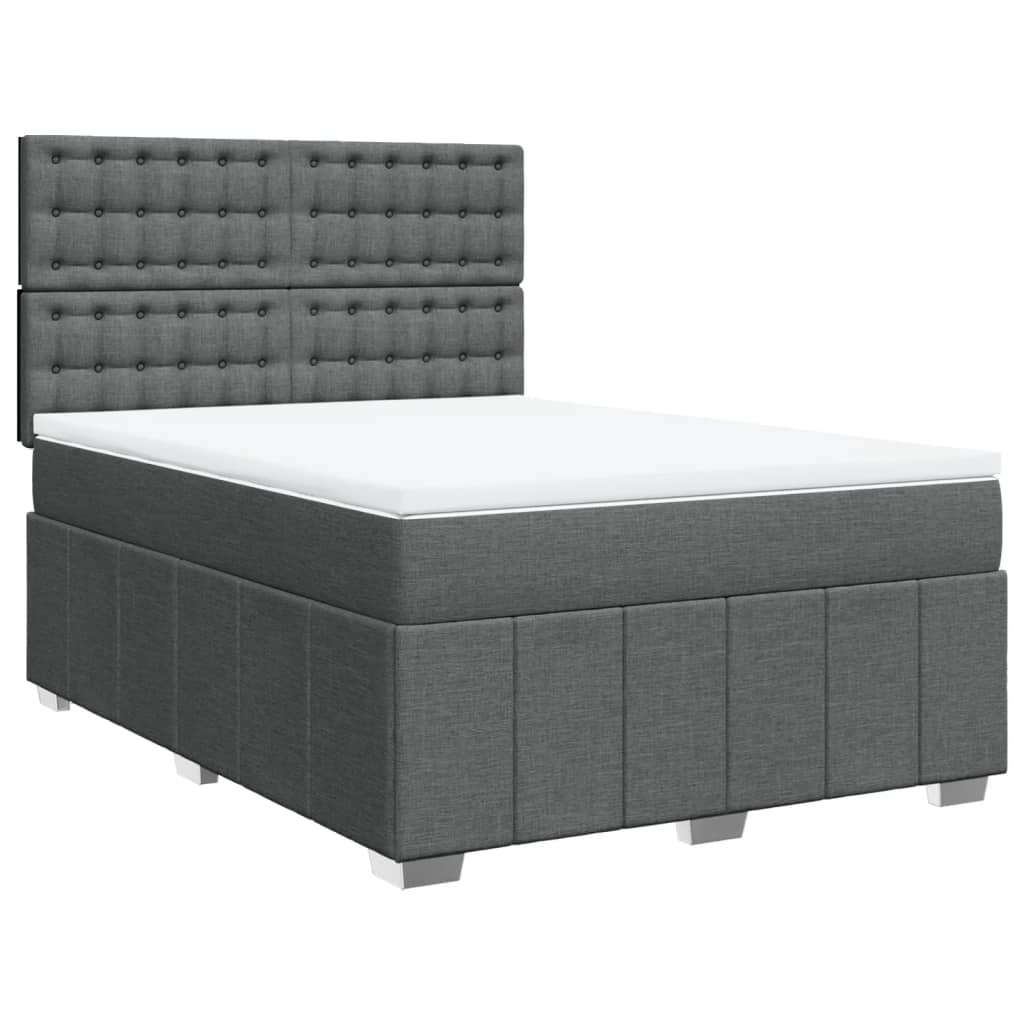 Giroletto a Molle con Materasso Grigio Scuro 140x200cm Tessuto