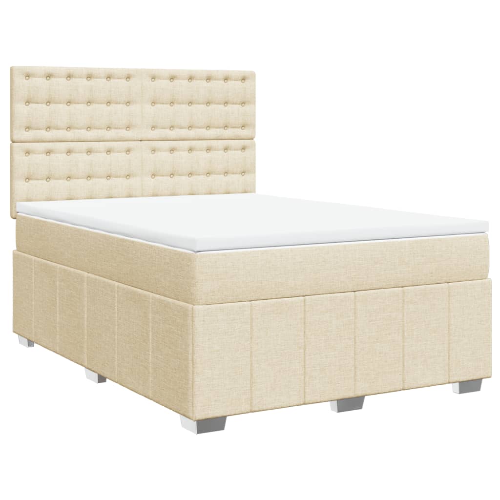 Giroletto a Molle con Materasso Crema 140x200 cm in Tessuto | homemem39