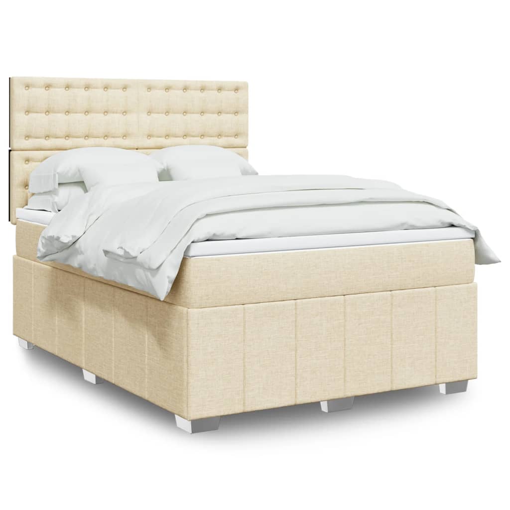 Giroletto a Molle con Materasso Crema 140x200 cm in Tessuto | homemem39