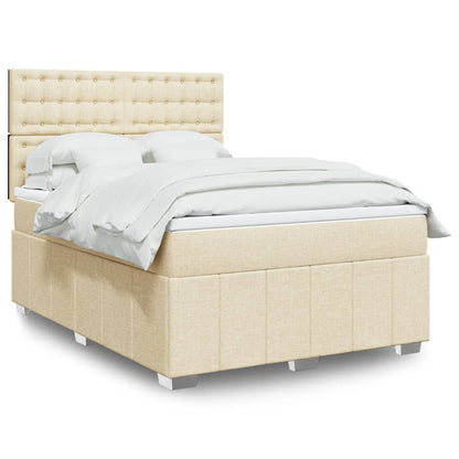 Giroletto a Molle con Materasso Crema 140x200 cm in Tessuto | homemem39