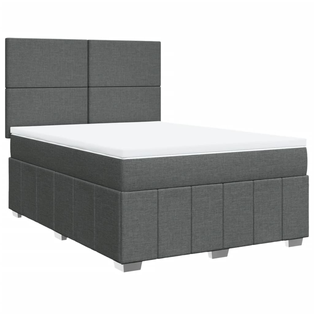 Giroletto a Molle con Materasso Grigio Scuro 160x200 cm Tessuto