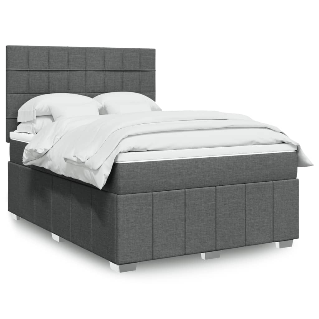 Giroletto a Molle con Materasso Grigio Scuro 160x200 cm Tessuto