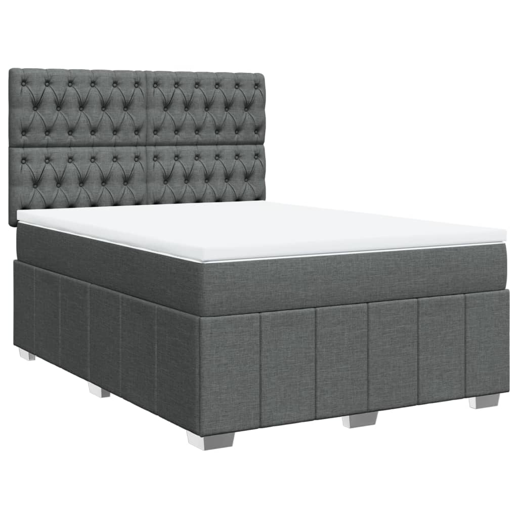 Giroletto a Molle con Materasso Grigio Scuro 160x200 cm Tessuto