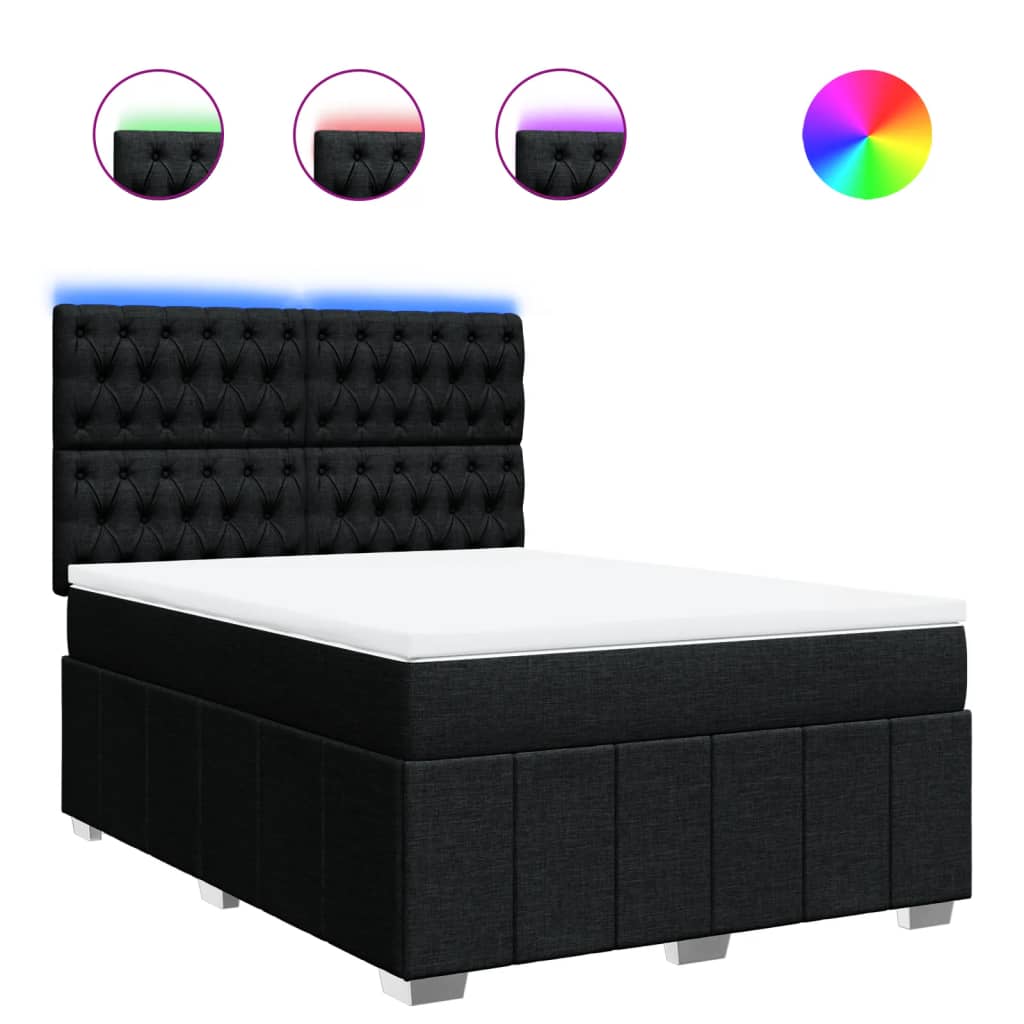 Giroletto a Molle con Materasso Nero 160x200 cm in Tessuto | homemem39