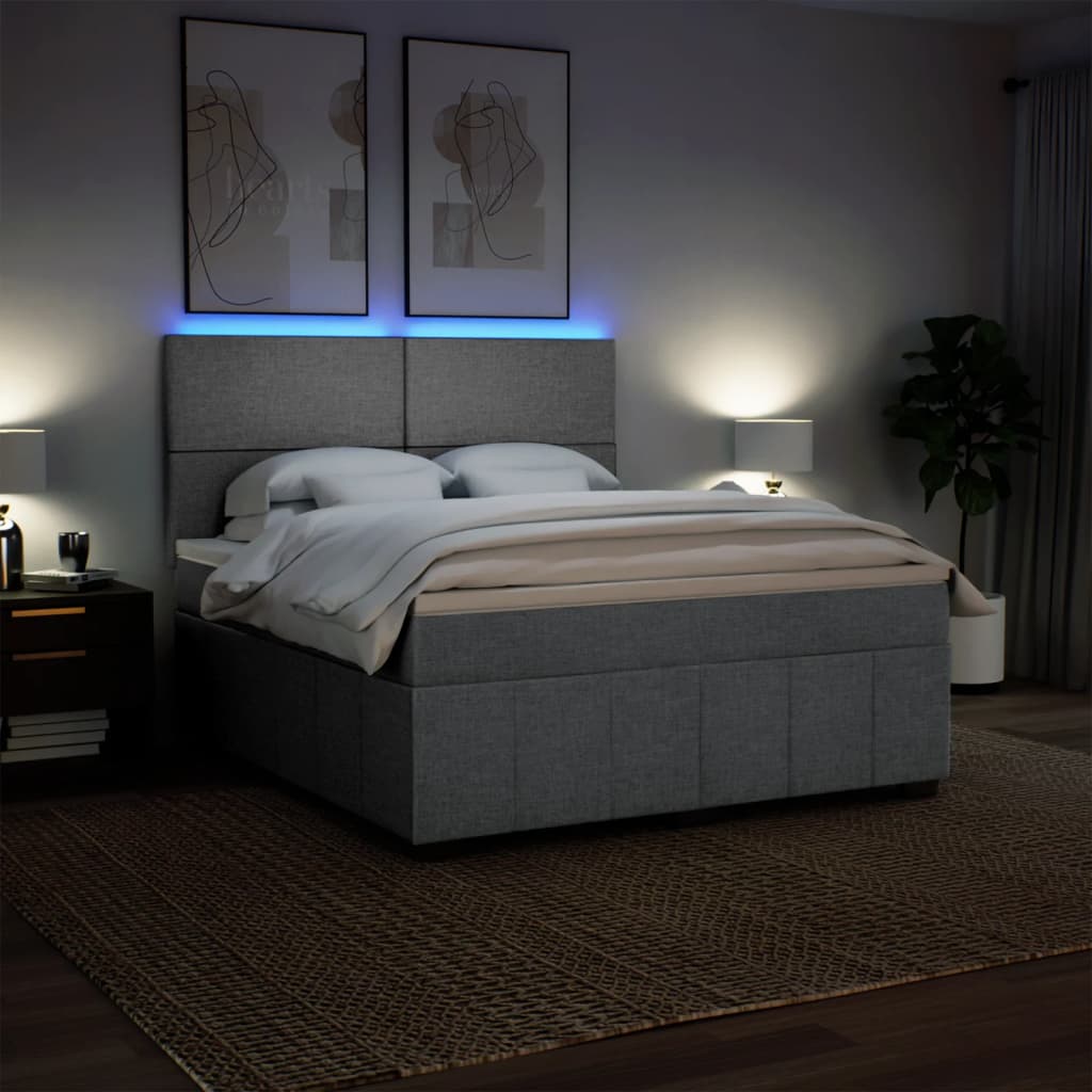 Giroletto a Molle con Materasso Grigio Chiaro180x200 cm Tessuto