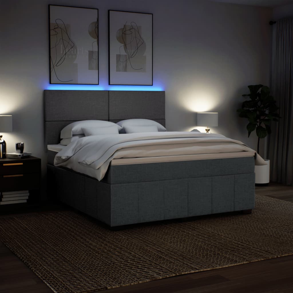 Giroletto a Molle con Materasso Grigio Scuro 180x200 cm Tessuto