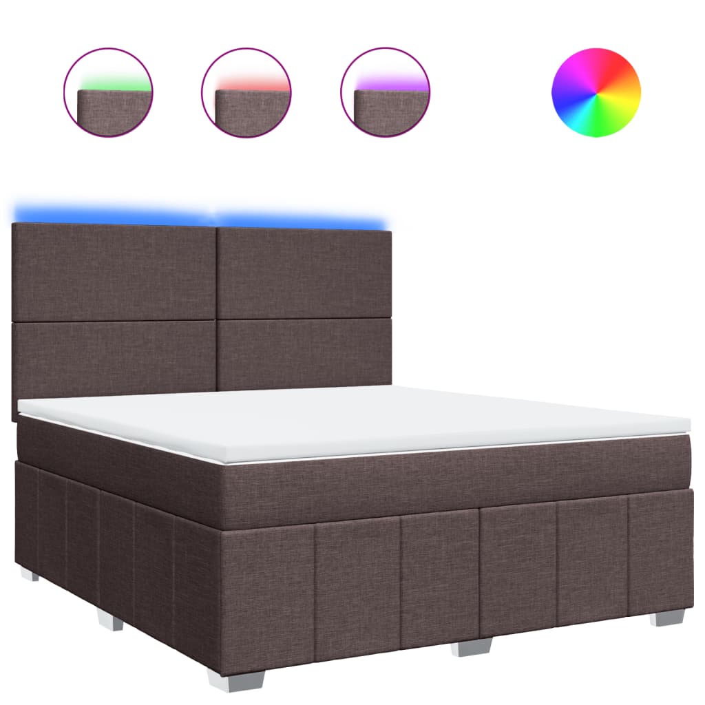 Giroletto a Molle con Materasso Marrone Scuro 180x200cm Tessuto | homemem39