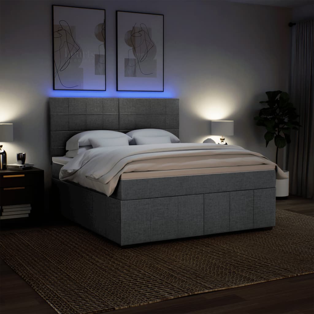 Giroletto a Molle con Materasso Grigio Chiaro180x200 cm Tessuto