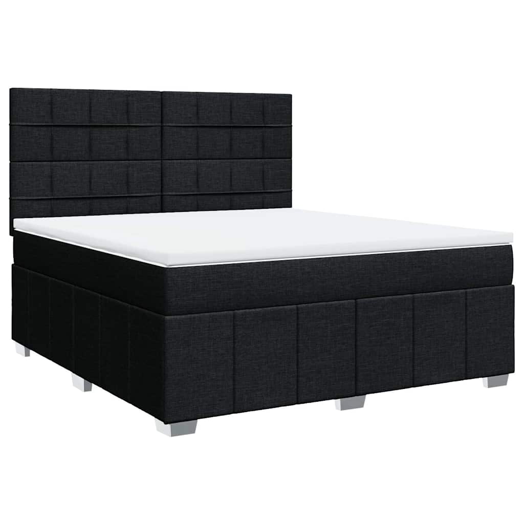 Giroletto a Molle con Materasso Nero 180x200 cm in Tessuto