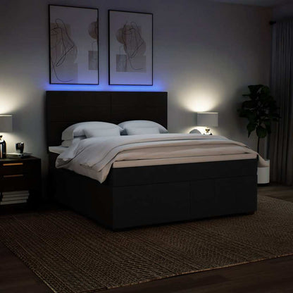 Giroletto a Molle con Materasso Nero 180x200 cm in Tessuto