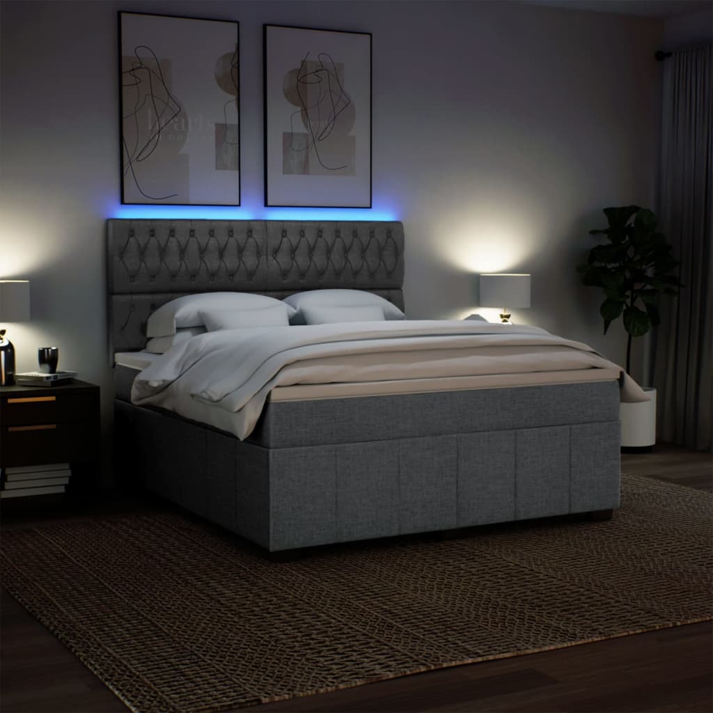 Giroletto a Molle con Materasso Grigio Chiaro180x200 cm Tessuto