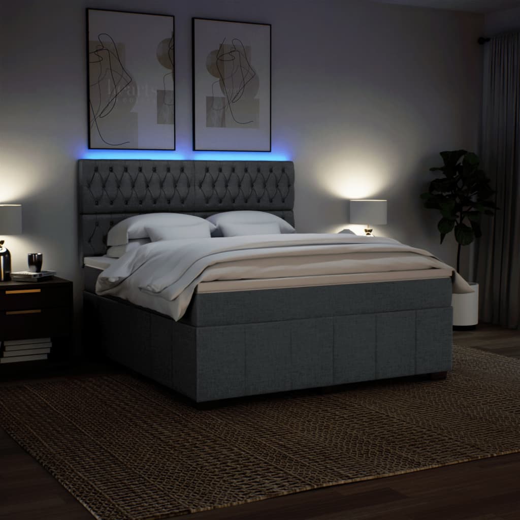 Giroletto a Molle con Materasso Grigio Scuro 180x200 cm Tessuto