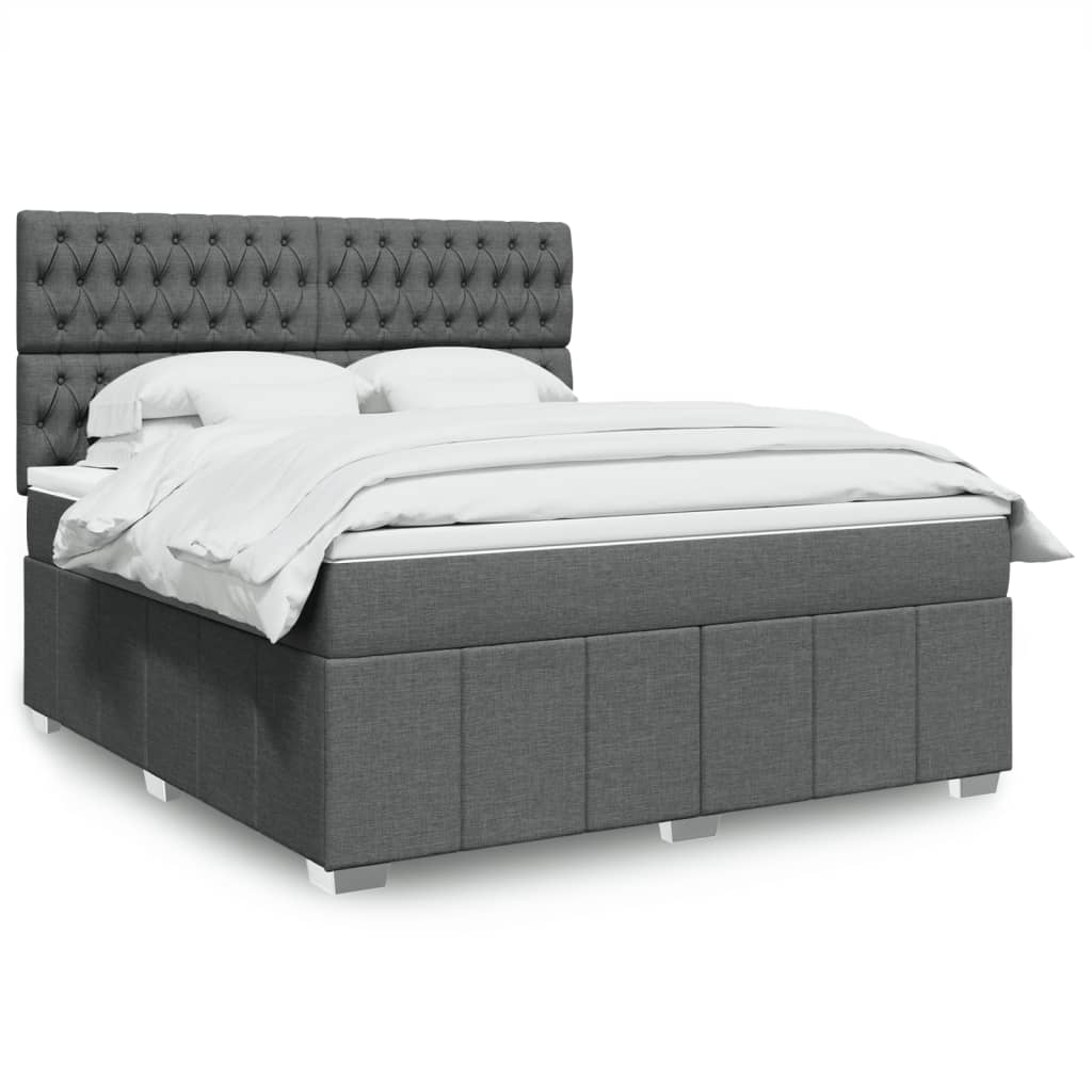 Giroletto a Molle con Materasso Grigio Scuro 180x200 cm Tessuto