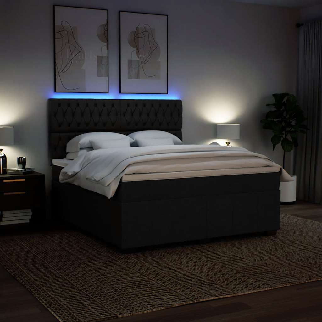 Giroletto a Molle con Materasso Nero 180x200 cm in Tessuto