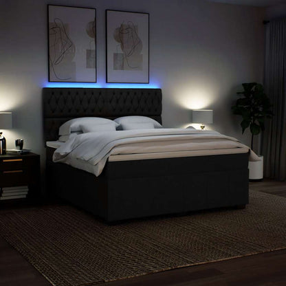Giroletto a Molle con Materasso Nero 180x200 cm in Tessuto
