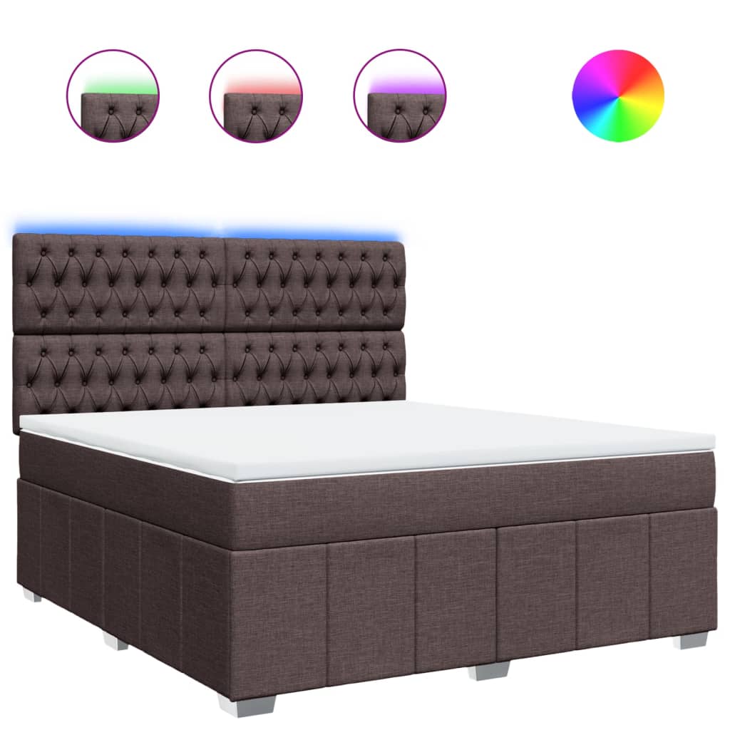 Giroletto a Molle con Materasso Marrone Scuro 180x200cm Tessuto | homemem39