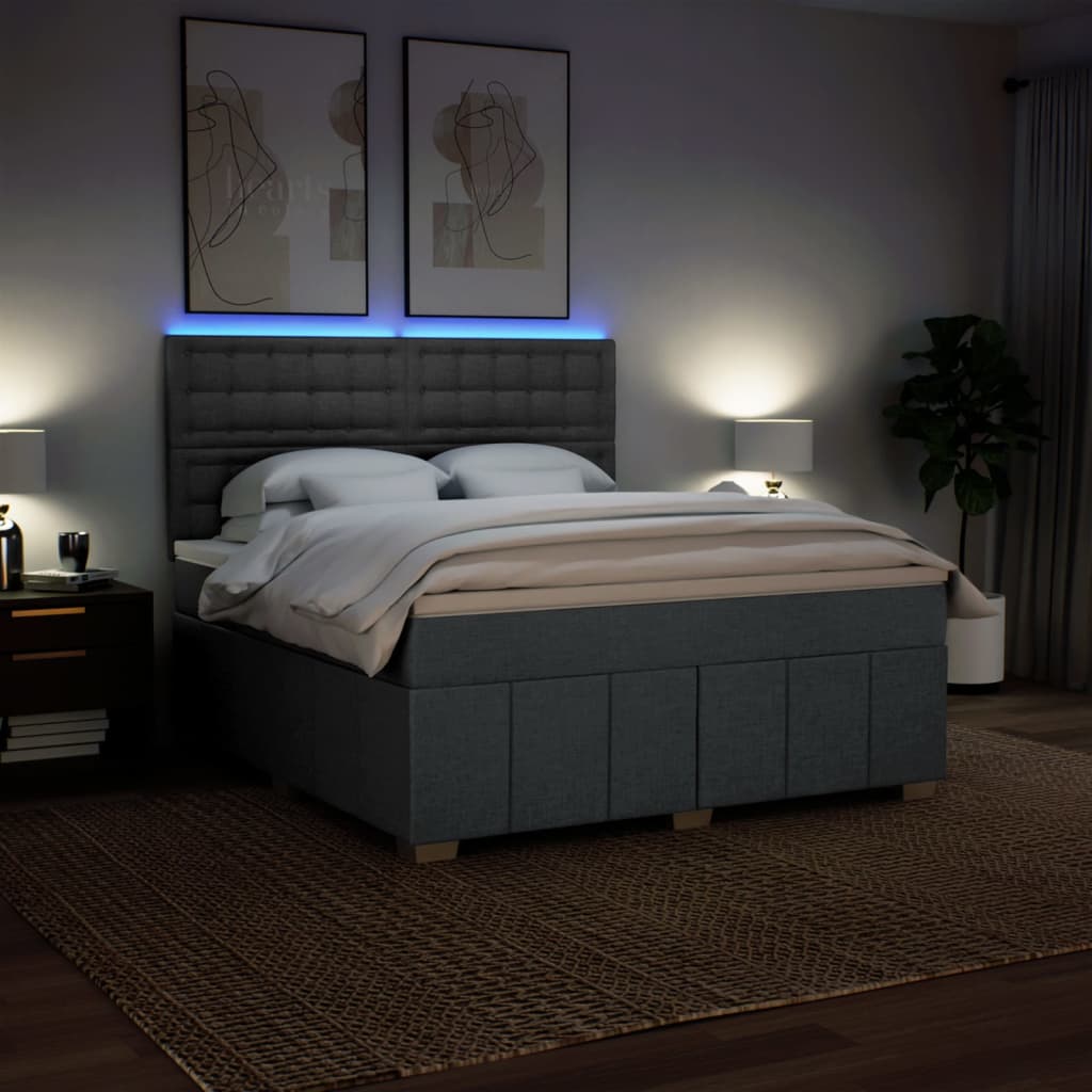 Giroletto a Molle con Materasso Grigio Scuro 180x200 cm Tessuto