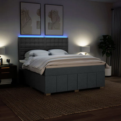 Giroletto a Molle con Materasso Grigio Scuro 180x200 cm Tessuto
