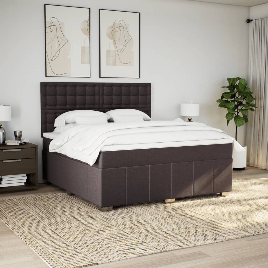 Giroletto a Molle con Materasso Marrone Scuro 180x200cm Tessuto | homemem39