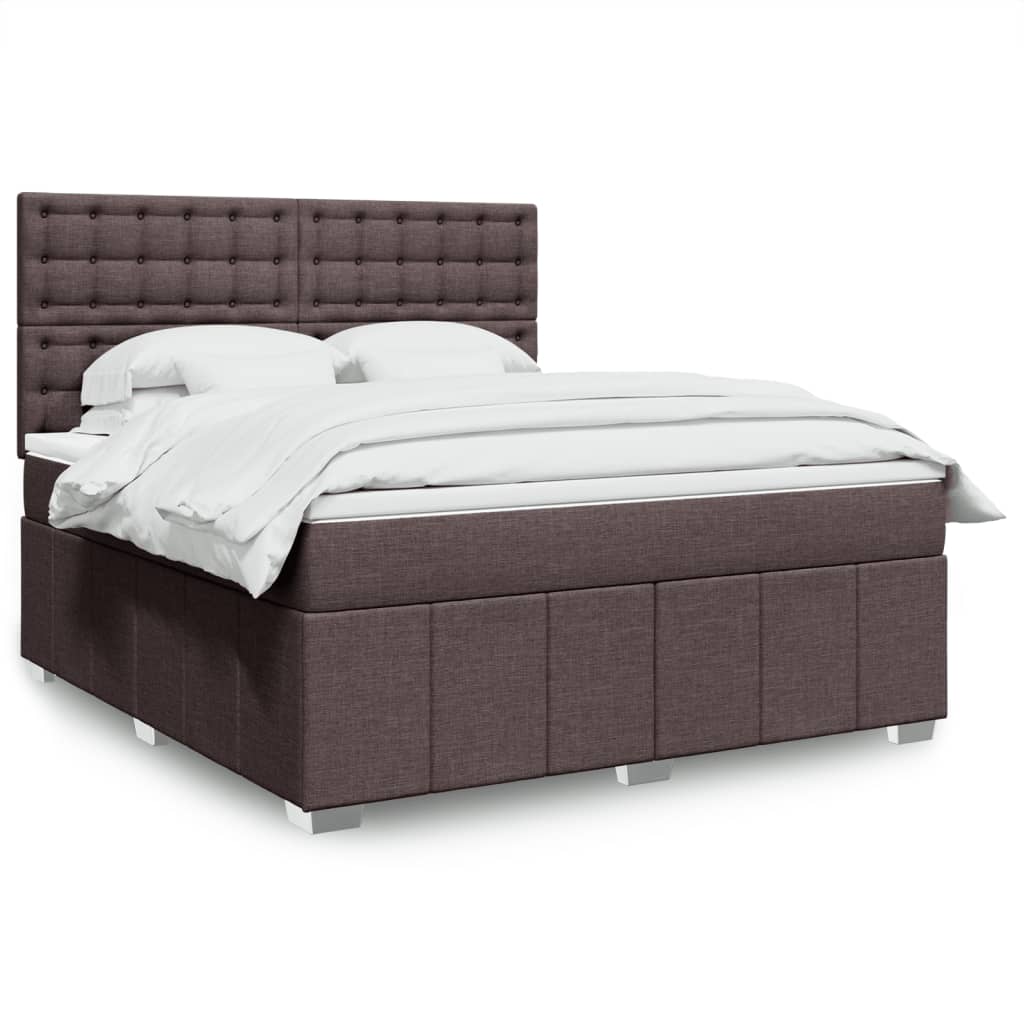 Giroletto a Molle con Materasso Marrone Scuro 180x200cm Tessuto | homemem39