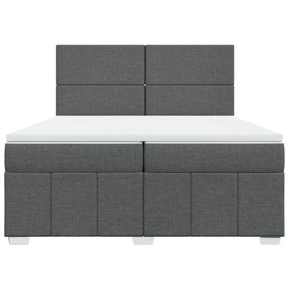 Giroletto a Molle con Materasso Grigio Scuro 200x200 cm Tessuto