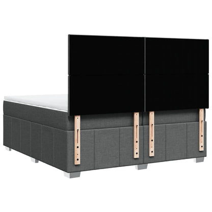 Giroletto a Molle con Materasso Grigio Scuro 200x200 cm Tessuto