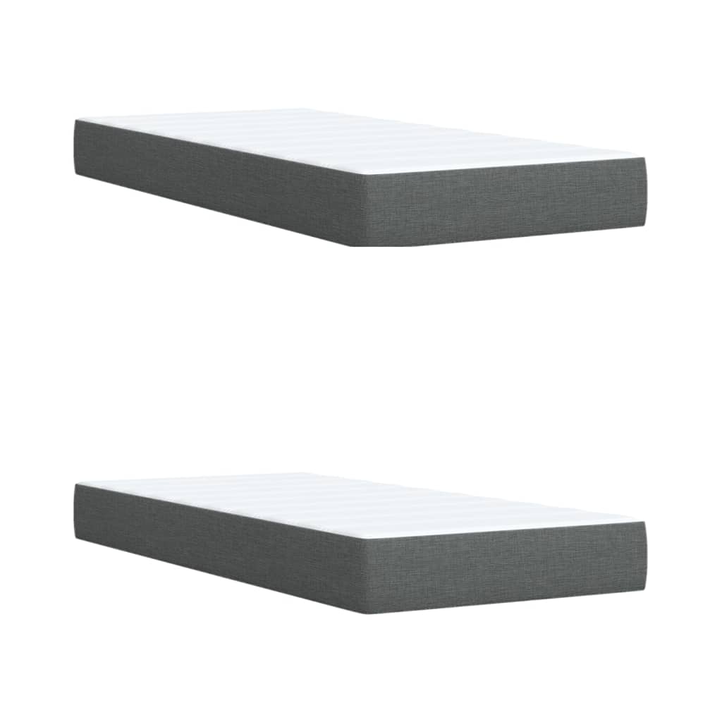 Giroletto a Molle con Materasso Grigio Scuro 200x200 cm Tessuto