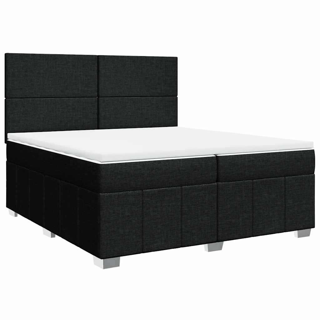 Giroletto a Molle con Materasso Nero 200x200 cm in Tessuto