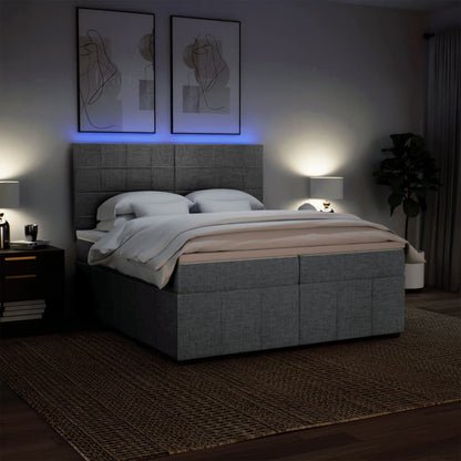 Giroletto a Molle con Materasso Grigio Chiaro 200x200cm Tessuto