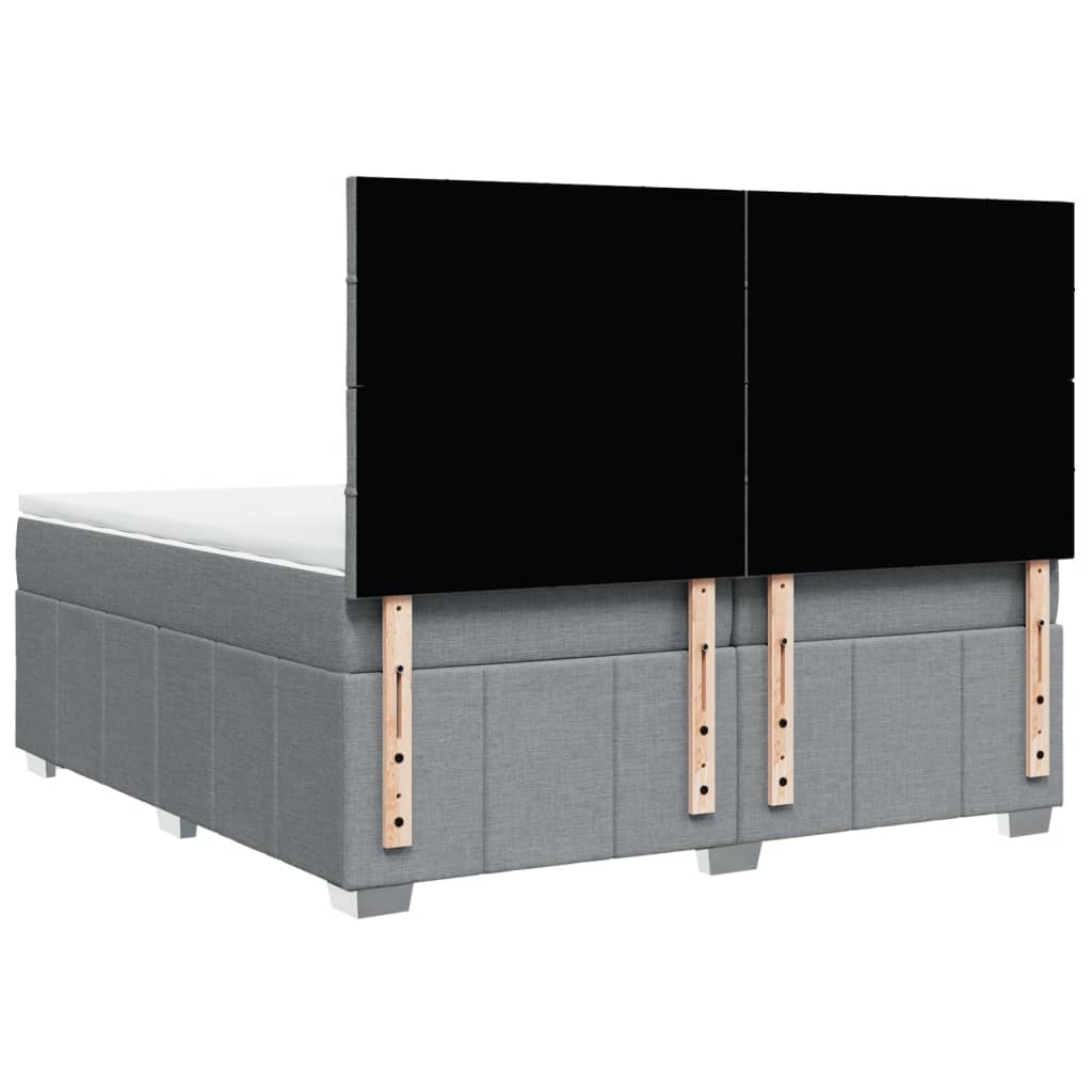 Giroletto a Molle con Materasso Grigio Chiaro 200x200cm Tessuto