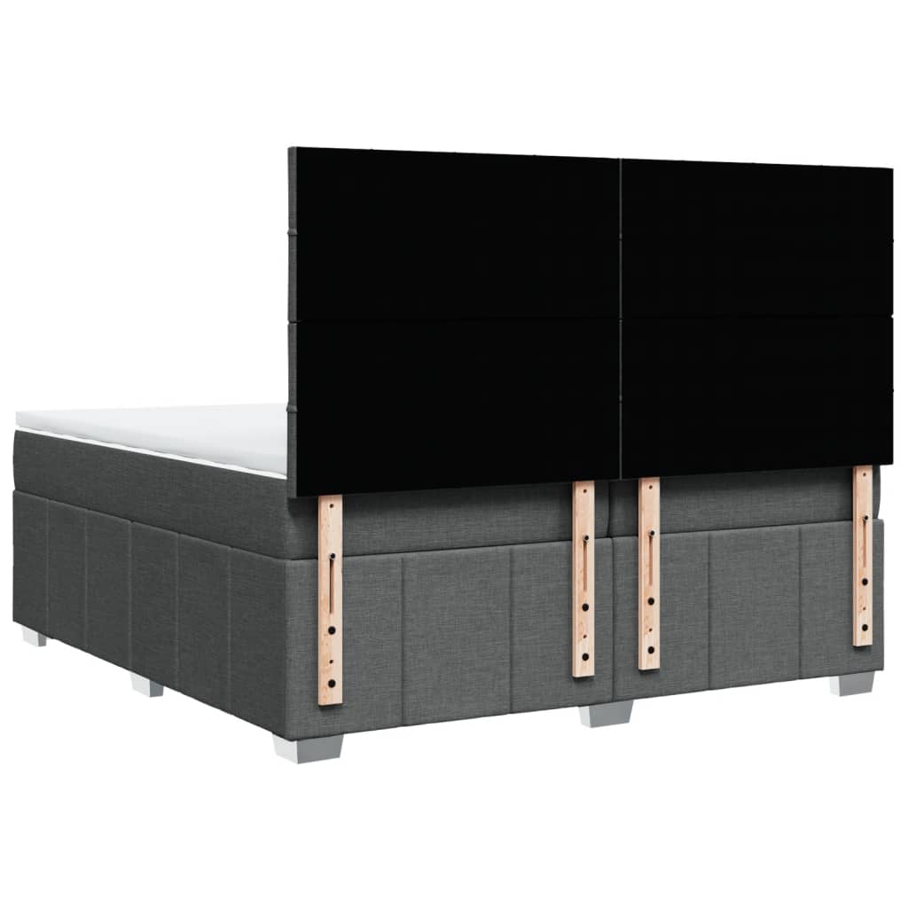Giroletto a Molle con Materasso Grigio Scuro 200x200 cm Tessuto