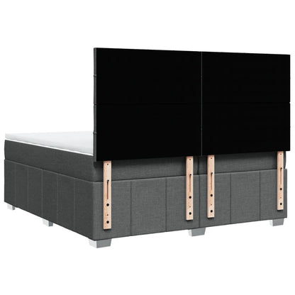 Giroletto a Molle con Materasso Grigio Scuro 200x200 cm Tessuto