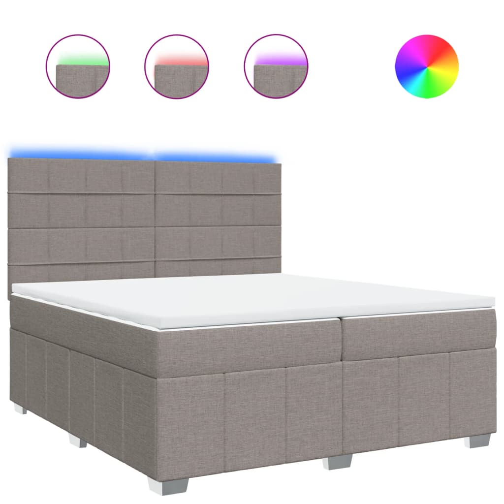 Giroletto a Molle con Materasso Tortora 200x200 cm in Tessuto | homemem39