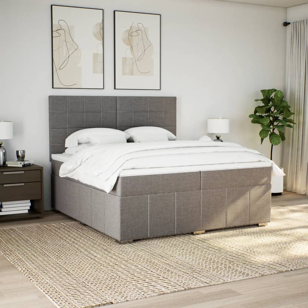 Giroletto a Molle con Materasso Tortora 200x200 cm in Tessuto | homemem39