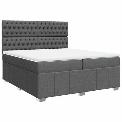 Giroletto a Molle con Materasso Grigio Scuro 200x200 cm Tessuto