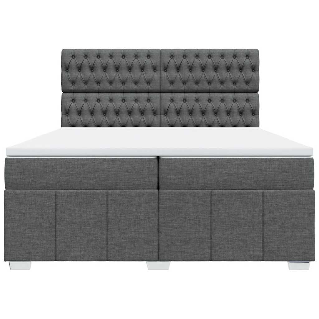 Giroletto a Molle con Materasso Grigio Scuro 200x200 cm Tessuto