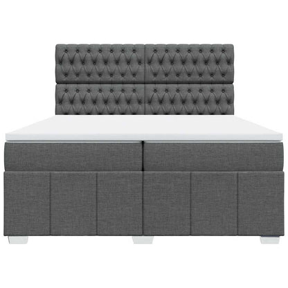 Giroletto a Molle con Materasso Grigio Scuro 200x200 cm Tessuto