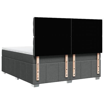 Giroletto a Molle con Materasso Grigio Scuro 200x200 cm Tessuto