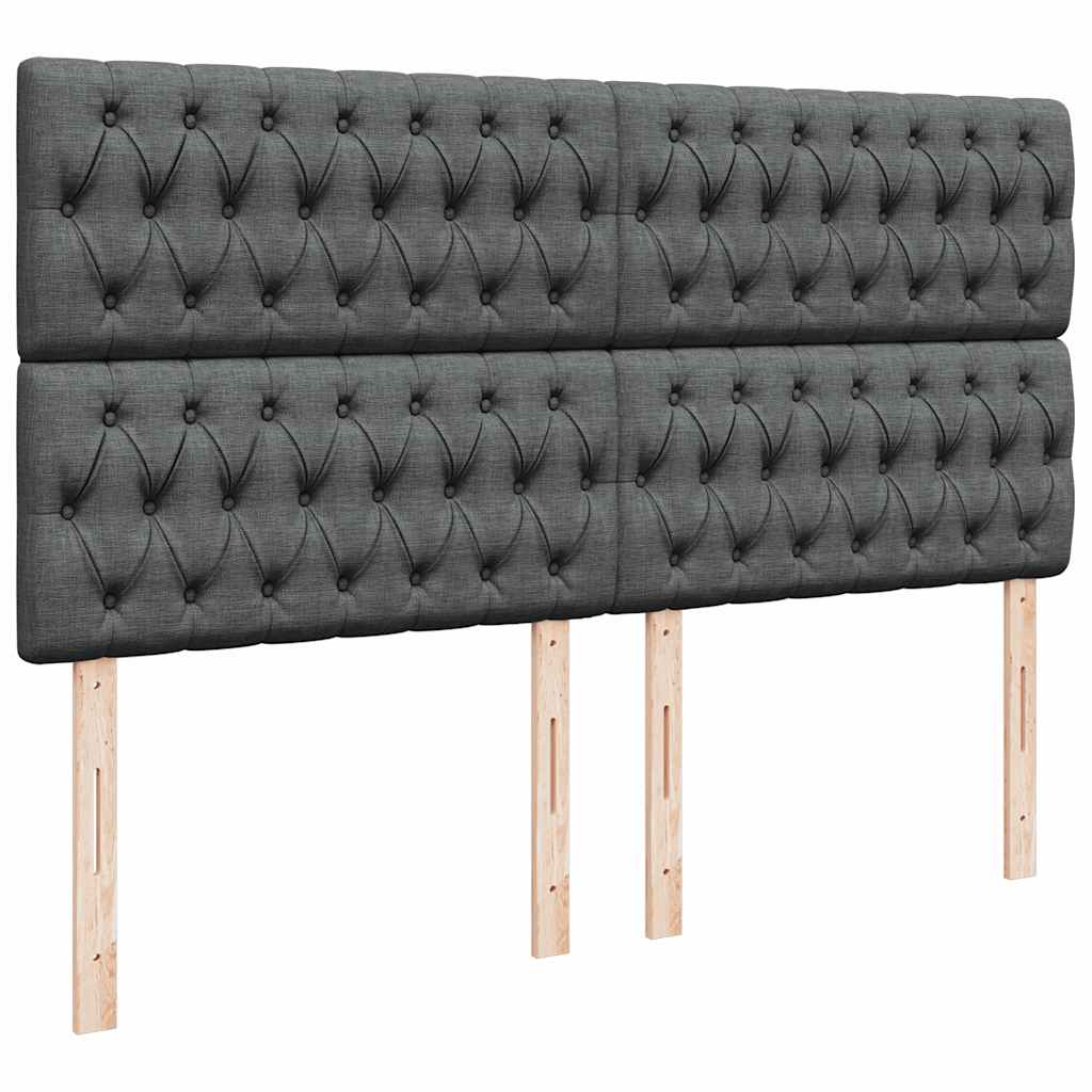 Giroletto a Molle con Materasso Grigio Scuro 200x200 cm Tessuto