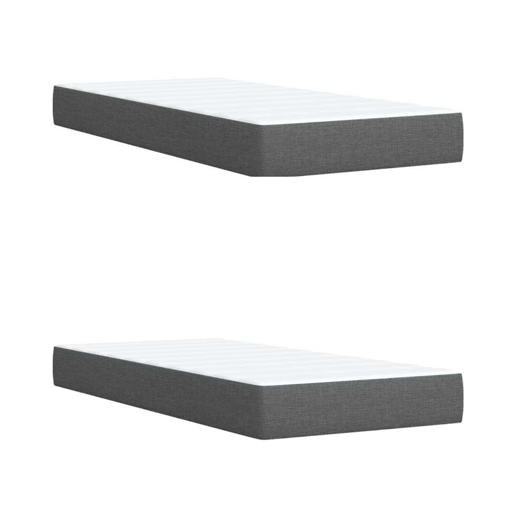 Giroletto a Molle con Materasso Grigio Scuro 200x200 cm Tessuto
