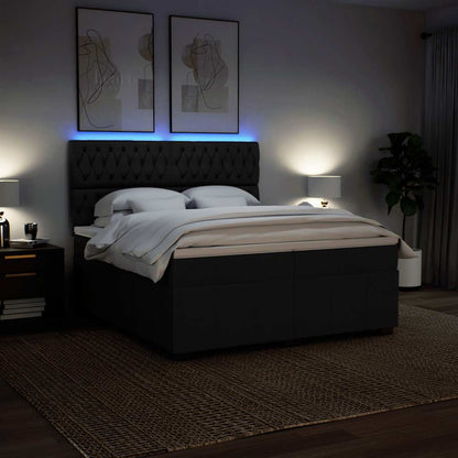 Giroletto a Molle con Materasso Nero 200x200 cm in Tessuto