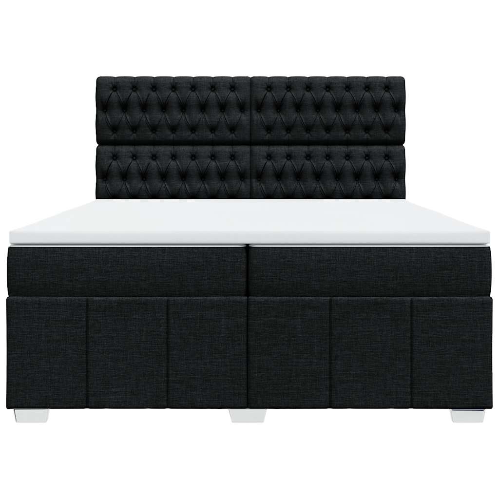 Giroletto a Molle con Materasso Nero 200x200 cm in Tessuto