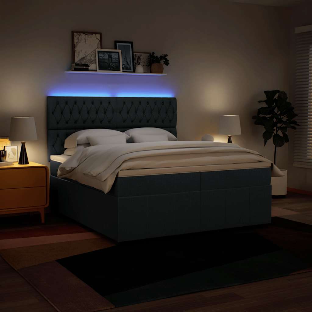 Giroletto a Molle con Materasso Blu 200x200 cm in Tessuto