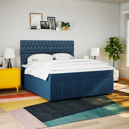 Giroletto a Molle con Materasso Blu 200x200 cm in Tessuto | homemem39