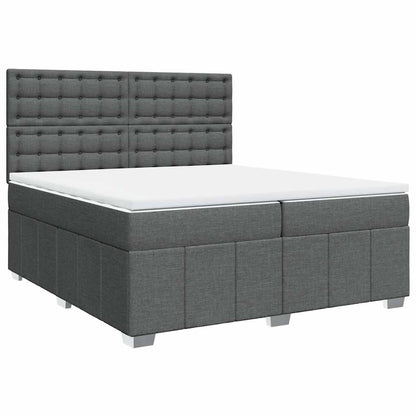 Giroletto a Molle con Materasso Grigio Scuro 200x200 cm Tessuto