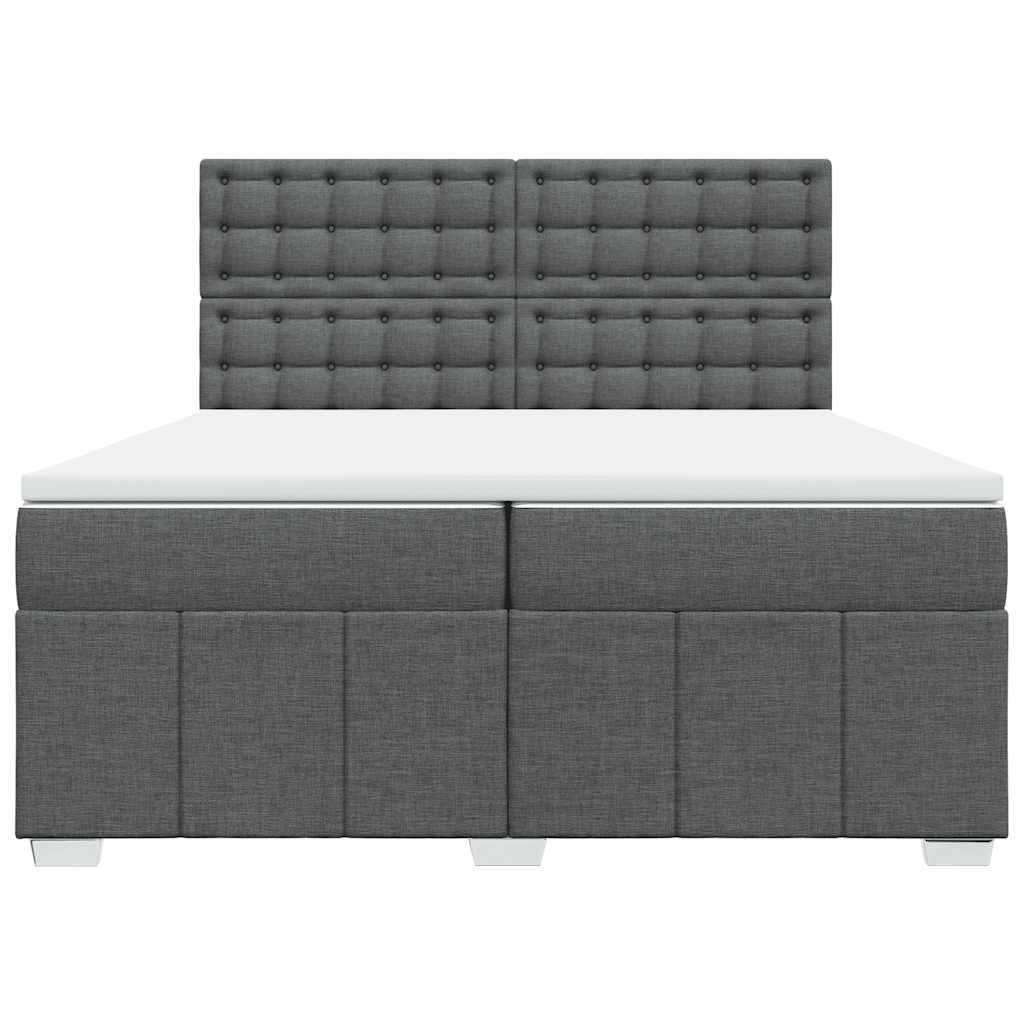 Giroletto a Molle con Materasso Grigio Scuro 200x200 cm Tessuto