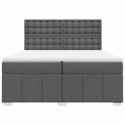 Giroletto a Molle con Materasso Grigio Scuro 200x200 cm Tessuto