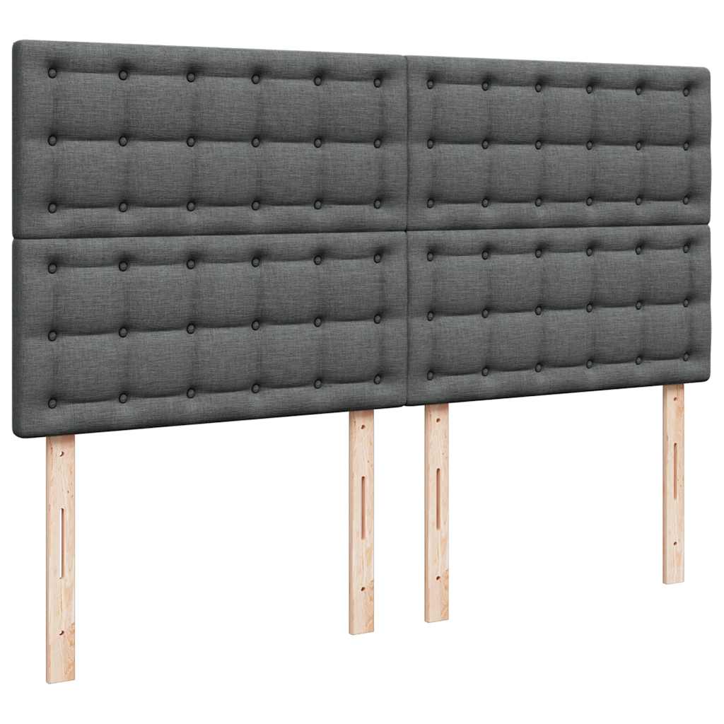 Giroletto a Molle con Materasso Grigio Scuro 200x200 cm Tessuto